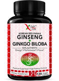 Korean Red Panax Ginseng & Ginkgo Biloba - 120 Vegan Capsules