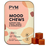 Stress Support Supplement by PYM - Berry Mood Chews (20 Count) to Support Stress Relief & Overwhelm | 130mg GABA, 90mg L-Theanine | Vegan, Gluten Free, Non-GMO, No Added Sugar