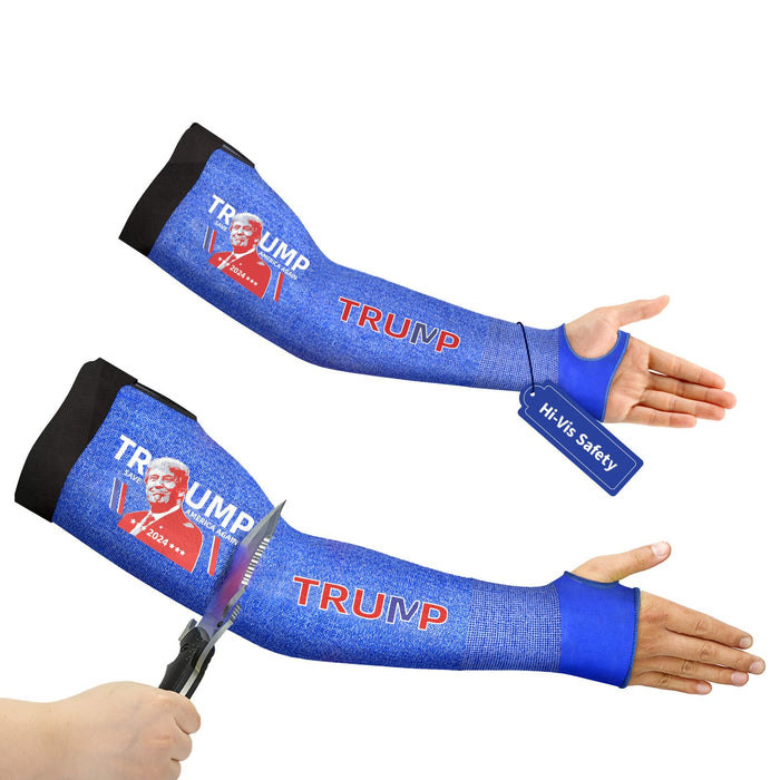 Donald Trump Arm Sleeves 2024 Save America Again Inspirational Gifts for Trump Fans, ANSI A6 Cut Resistant Arm Protectors for High Risk Work, UPF50+ UV Protection Cooling Farmer Sleeves for Gardening