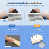 Pain Relief Cervical Pillow for Neck Support,Adjustable Ergonomic Pillow Cozy Sleeping,Odorless Orthopedic Memory Foam Pillows,Contour Bed Pillow for Side Back Stomach Sleeper