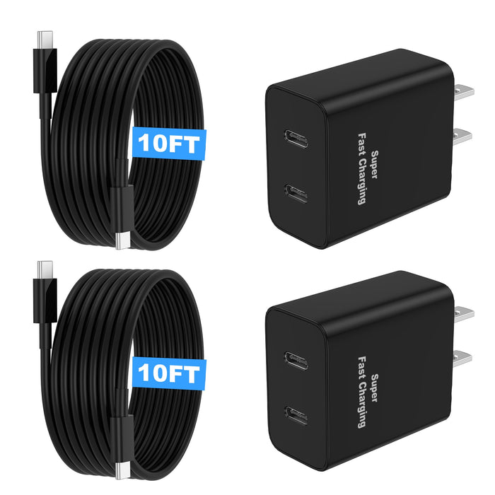 Super Fast Charger USB C, 45W Dual Port Android Phone Type C Charger 2Pack