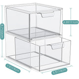 SpaceHacks 4 Pack Stackable Makeup Organizer and Storage, Acrylic Organizers，Clear Plastic Storage Drawer with Handles for Vanity, Undersink, Kitchen Cabinets, Pantry