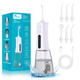 Water Dental Flosser Cordless Teeth Cleaning MOCEL 5 Modes Oral Irrigator 300ML Portable and USB C Cable Rechargeable IPX7 Waterproof Flossing Teeth Pick Irrigation Cleaner for Home Travel (White)