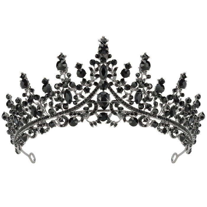 TOBATOBA Black Tiaras for Women, Black Crystal Crowns for Women, Gothic Crown Halloween Tiara Crown, Queen Crown, Black Wedding Tiara, Gothic Halloween Costumes for Women Prom Halloween Accessories