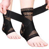 JIUFENTIAN Copper Ankle Brace Adjustable Compression Sleeve (Pair)-Ankle Support Heel Brace for Achilles Tendonitis, Plantar Fasciitis-Eases Swelling and Sprained Ankle(Small)