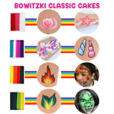 Bowitzki Face Paint Kit Professional Face Painting Set For Kids Adults 12 x 10gm Stencil One Stroke Split Cake Palette Non Toxic Rainbow Cakes Flora Unicorn Body Makeup Halloween Christmas Easter