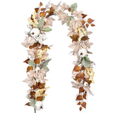 DearHouse Fall Garland Maple Leaf, 5.9Ft Hanging Vine Garland White with Pumpkins and Berries Thanksgiving Decor for Home Wedding Fireplace Party Christmas (White&Brown)