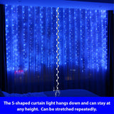 HXWEIYE 300LED Blue Fairy Curtain Lights with Remote 8 Modes Timer for Bedroom, 9.8x9.8Ft USB Plug in Christmas Fairy Hanging String Lights for Outdoor, Weddings, Party, Garden, Wall, Decorations