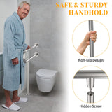 Toilet Grab Bar 31.3 Inch, YuanDe Wall to Floor Brushed Nickel Bathroom Safety Bar w/Anti-Slip Knurled Grip, Stainless Steel Handicap Grab Bar with Leg,Support Bar for Disabled Elderly Pregnant