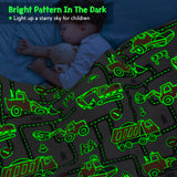 Kids Boys Construction Excavator Gifts Toys - Glow in The Dark Truck Blanket for Teens Easter Birthday Christmas Valentine's Day Age 12 3 4 5 6 7 8 9 10 Years Old Toddler Car Presents Plush Throw