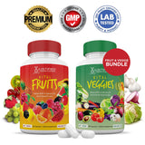 (Set of 2) Vital Fruits and Veggies Supplement Red & Green Superfoods Whole Food Non GMO Vegan Friendly 180 Veggie Capsules 2 Bottles