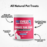 PetEyez Food Topper Vitamin Powder for Tear Stain for Dogs and Cats - 120 Scoops