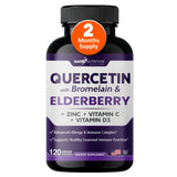 Quercetin with Vitamin C and Zinc - Elderberry - Quercetin 500mg - Quercetin with Bromelain - Zinc Quercetin - Vitamin D3 - 6 in 1 Daily Immune Support, Non-GMO, Gluten-Free - Sambucus Supplement -USA