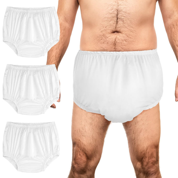 Velmitten 3 Pcs Cloth Diaper Covers for Adult Incontinence Cover Noiseless Leak-Protection Underwear Washable Reusable Diaper Cover for Disabled, Elderly, Postpartum (White,XXL)