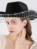 quescu Bridal Cowgirl Hat for Bachelorette Party,Rhinestone White Cowboy Hat for Women Bride to Be Gift,Halloween Costume (Style 4)