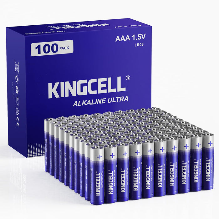 KINGCELL AAA Batteries 100 Pack,High-Performance Triple AAA Batteries,Leakproof 1.5 Volt Alkaline Batteries,10-Year Shelf Life,Battery Combo Perfect for Various Household Devices