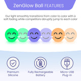 ZenGlow Ball Guided Breathing Exercise Tool - Visual Meditation Companion for Stress, Anxiety, Sleep, and ADHD - Mindfulness Gift for Men, Women, Adults, Kids