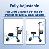KneeRover Kids Knee Walker Child Knee Scooter for Small Adults for Foot Surgery, Broken Ankle, Foot Injuries - Lightweight Pediatric Knee Rover Kids Knee Scooter for Broken Foot (Light Blue)