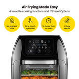 CHEFMAN Multifunctional Digital Air Fryer+ Rotisserie, Dehydrator, Convection Oven, 17 Touch Screen Presets Fry, Roast, Dehydrate, Bake, XL 10L Family Size, Auto Shutoff, Large Easy-View Window, Black