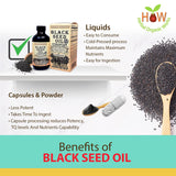 Black Seed Oil 8oz. 100% Ethiopian Pure Black Cumin Seed Oil, 100% Natural Nigella Sativa. 3 Times More Thymoquinone, Cold Pressed in Glass Bottle