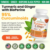 Natural Joint Support Supplement with Turmeric & Ginger – 90 Capsules