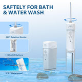 BY4U Rechargeable Water Dental Flosser 200ml Mini Portable Teeth Oral Irrigator 5 Jet Tips IPX7 Waterproof with Telescopic Water Tank for Home Travel