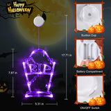 LOLStar Halloween Decorations 3 Pack Orange Pumpkin, White Skull, Purple Tombstone Halloween Window Lights with Suction Cup, Battery Operated Halloween Lights with Slow Fade Mode and Timer Function