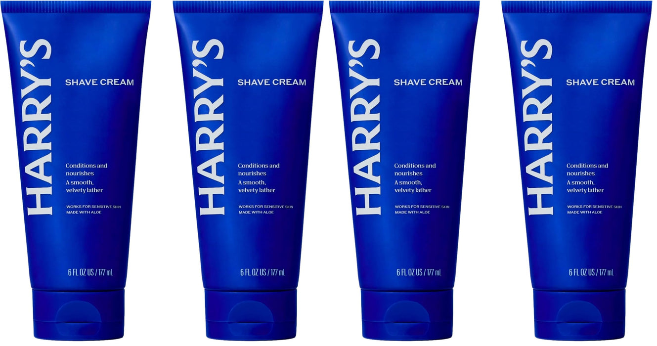 Harry's Shaving Cream for Men with Aloe and Eucalyptus - 6 oz - Conditions Skin and Softens Facial Hair for Shaving - Safe-for Sensitive Skin,(Pack of 4)