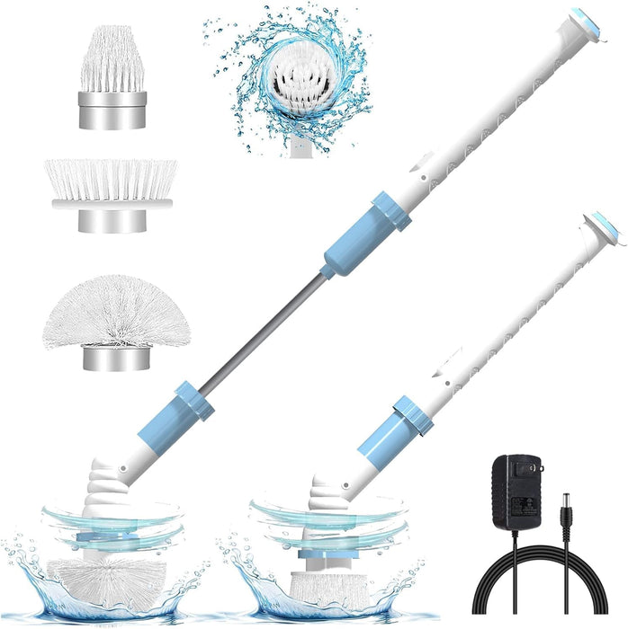 Electric Spin Scrubber Power Shower Cleaning Brush Bathroom Scrubber for Cleaning,Cordless Grout Power Shower Cleaner with 3 Replaceable Rotating Brush Heads for Tile, Floor, Bathtub,Kitchen, Pool