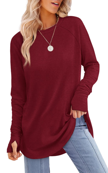 XIEERDUO Womens Tops Dressy Casual Long Sleeve Christmas Tops for Women 2023 Burgundy M