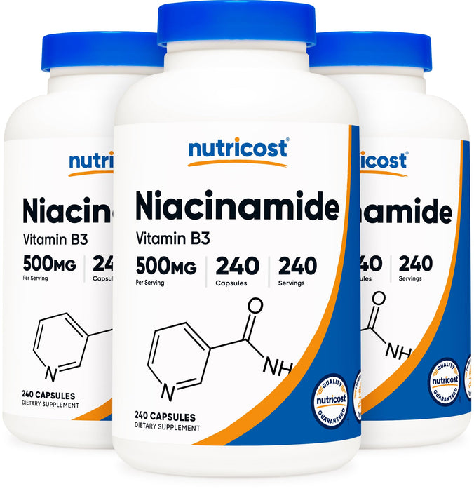 Nutricost Niacinamide (Vitamin B3) 500mg, 240 Capsules (3 Bottles)