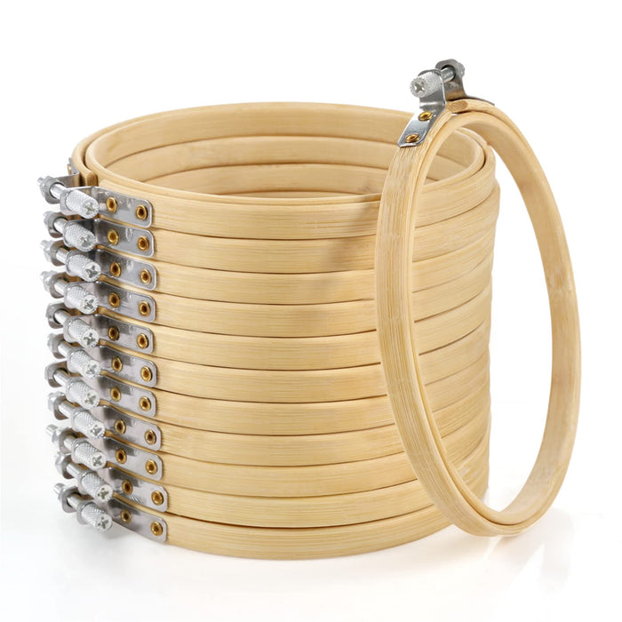 Pllieay 12 Pieces 5 Inch Embroidery Hoops Bamboo Circle Cross Stitch Hoop Ring for Embroidery, Art Craft Handy Sewing and Christmas Decoration