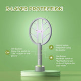 Aspectek 3000V Electric Fly Swatter for Indoor and Outdoor Use, Portable, Rechargeable Bug Zapper Racket with Improved Battery Life, USB Charging Cable, Wall Bracket