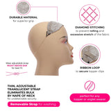 MILANO COLLECTION TopGrip Comfort Band for Medium Base Toppers, Adjustable Translucent Strap, Side Openings to Secure Your Wig Topper, Includes Sewing Kit & Clip, Beige, Medium