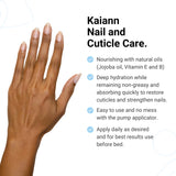 Kaiann Nail & Cuticle Oil - Fragrance Free, Ingredients include Jojoba Oil and Vitamin E and B, Cuticle & Nail Strengthener - Cuticle Softener - Pump Applicator 1oz