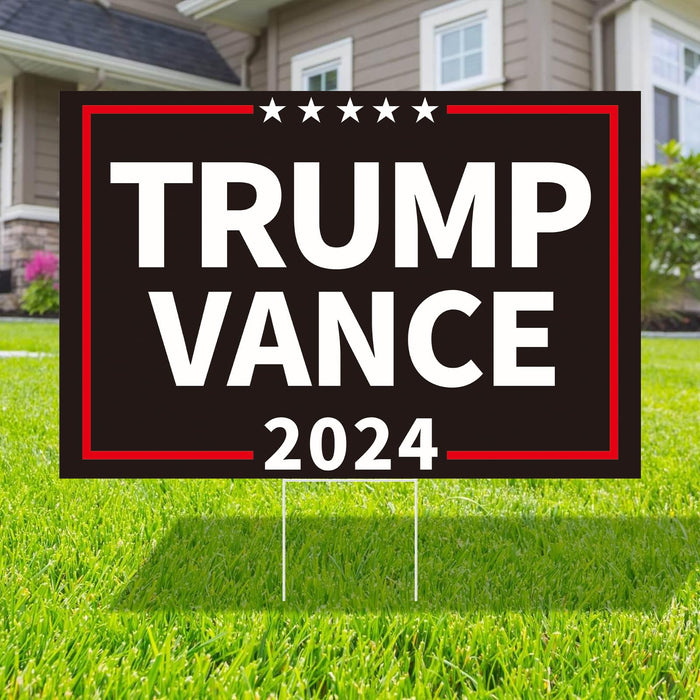 Probsin Trump Vance 2024 Yard Sign Double Sided 16" x 24" President Trump Vice President Vance MAGA Signs Voted for Trump Vance Outdoor Decorations for Lawn, Garden, Window, Party Supplies (Black)