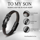 JoycuFF Fathers Day Birthday Gifts for Son Bracelet from Mom, To My Son Birthday Gift, Mother And Son Knot Mens Bracelet from Mom, Christmas Anniversary Ideas Gifts for Son Men Guys