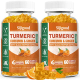 2 Pack Turmeric Curcumin Gummies with Ginger & Black Pepper Herbal Supplement, Immune Support, Healthy Skin, and Joint Health, Vegan, for Adults - 120 Gummies