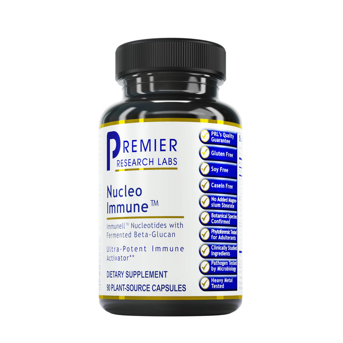 Premier Research Labs Nucleo Immune - Fermented Beta Glucan Supplement - Immune Support - with Turmeric, Prickly Pear & Lemon Peel - Phytochemical Profile - 90 Plant-Source Capsules