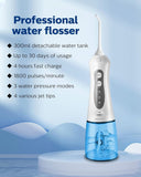 Cordless Water Flosser for Teeth Professional Water Teeth Cleaner Picks Dental Oral Irrigator with 3 Modes & 4 Jet Tips for Braces Gums, IPX7 Waterproof, 300ml Detachable Tank for Home Travel Blue