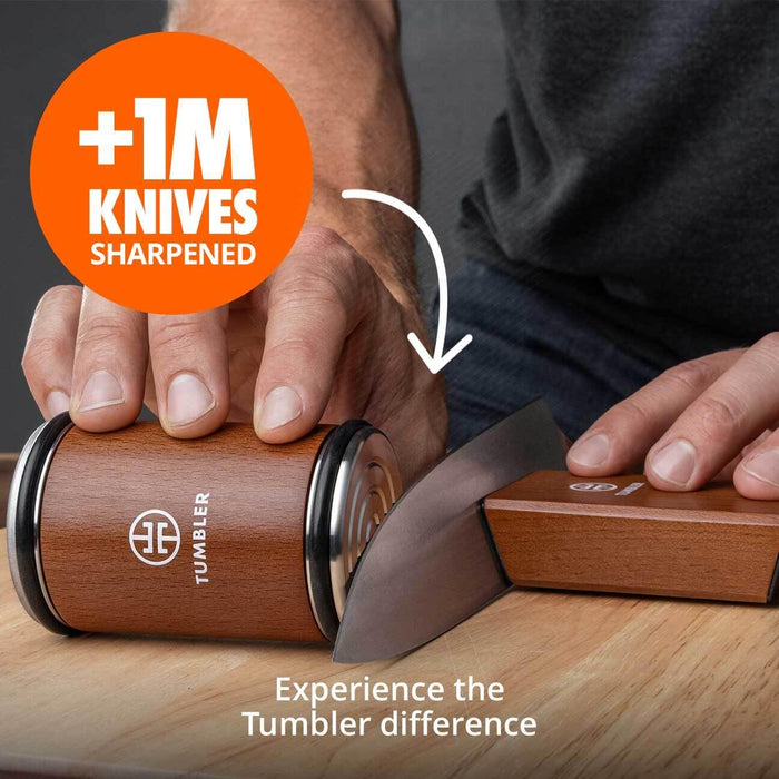 The Original Tumbler Rolling Knife Sharpener™ - Knife Sharpening Made Easy - Rolling Knife Sharpener Tool for Kitchen Knives - Knife Sharpener Kit Offers 15 & 20 Degree Sharpening