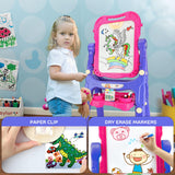 STEAM Life Easel for Kids Art Easel for Toddler Easel - 4in1 Double-Sided Large Magnetic Board Kids Chalkboard Easel Drawing White Board for Kids Magnetic Letters Numbers Christmas Gift for Kids Girls