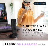 D-Link VR Air Bridge for Meta Quest - Dedicated WiFi 6 Connection Between VR Headset and Gaming PC - Wire-Free/LAG-Free PCVR Gameplay - Official Meta Accessory (DWA-F18)