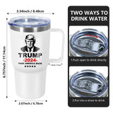 Icesip 20 oz Trump 2024 Mug Coffee with Lid and Handle, Donald Trump Merchandise, 20oz Stainless Steel Tumbler Travel Coffee Cup, Vacuum Insulated Mug for Hot and Cold Drinks, White 1 Pack