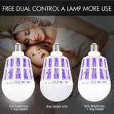 2 Pack Bug Zapper Light Bulbs, 2 in 1 Mosquito Light Bulb, Mosquito Zapper Light Bulb UV LED for Patio and Indoor