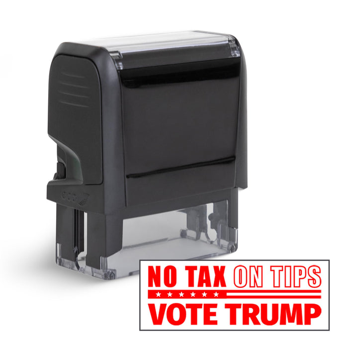 No Tax on Tips Vote Trump Self Inking Rubber Stamp - Donald Trump Take America Back - Refillable Ink Stamp, Crisp and Clear Impression - Red Ink