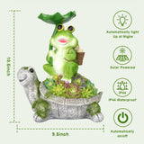 IOOOO Present for Women, Solar Outdoor Garden Decorations Lights Statues Turtle& Frog with Succulent and LED Lights Ornament,Unique Housewarming Present,Yard Christmas Decoration,Garden Statues