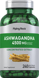 Piping Rock Ashwagandha Supplement 4500 mg | 240 Capsules | Herbal Extract | with Black Pepper | Non-GMO, Gluten Free