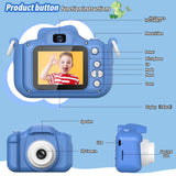 Dwfit Upgrade Dinosaur Kids Camera, Christmas Birthday Gifts for Boys Girls Age 3-12, HD Kids Digital Video Cameras for Toddler with Cartoon Soft Silicone Cover, Portable Toy for 3 4 5 6 7 8 Years Old