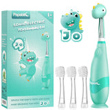 Papablic Toddler Sonic Electric Toothbrush for Ages 1-3 Years, Baby Electric Toothbrush with Cute Dino Cover and Smart LED Timer, 4 Brush Heads (Jo)